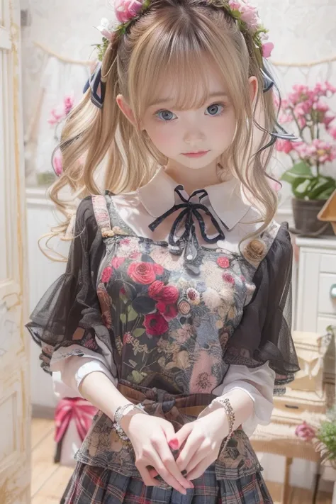 (arms behind back) , masterpiece , top quality , very detailed , 1 person, ((contrasting eyes)) , standing , blouse, skirt , bangs , room , indoor