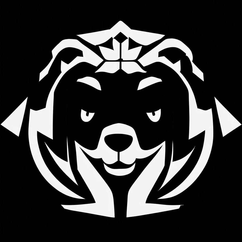 monochrome,  no humans, black background, emblem,dog