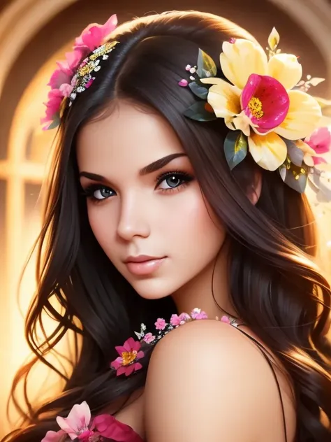 beautiful young woman, woman with a fan and a flower in her hair, detailed portrait, stunning face portrait, extremely detailed, high detail, detailed beautiful portrait, detailed beauty portrait, detailed character portrait