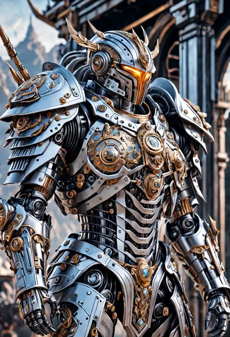 Beautiful mechanical warrior sci-fi technology bright clear beautiful armor, extremely detailed intricate details, A masterpiece of delicate brushwork,  (best quality), (Super detailed),  surreal landscape,  sci-fi intricate details, Super detailed