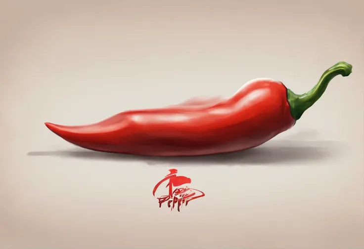 Long red pepper，folds , logo,