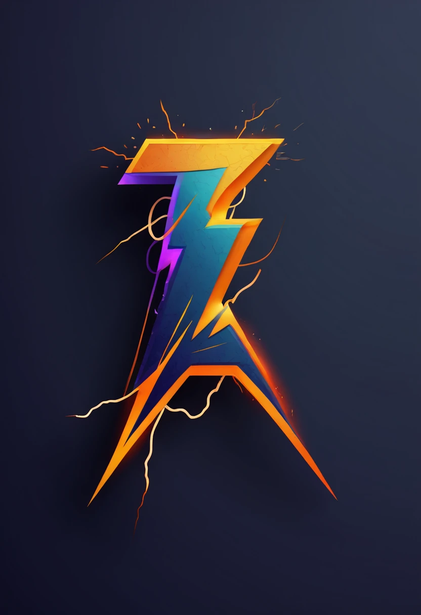 logo text sign that says the word "thunder art", creative Font Design, typeface, spirit of electricity, Message card design, draw letters with electricity, dynamic, rich colors, Gradation