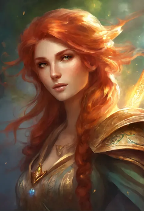 rpg portrait, redhead elf