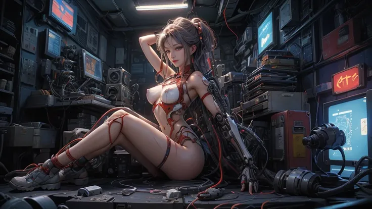 ((show nipple breast:1.1)), (masterpiece, top quality, best quality, official art, beautiful and aesthetic:1.2), (1girl:1.3), extreme detailed,colorful,highest detailed ((ultra-detailed)), (highly detailed CG illustration), ((an extremely delicate and beau...