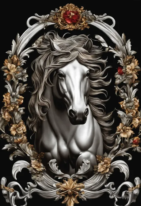 Coat of arms with (cavalo) em preto e branco