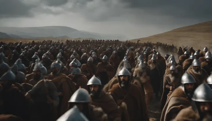 Realistic photo of a scene of 500000 seljuks gatherd to invade Georgia in 1121