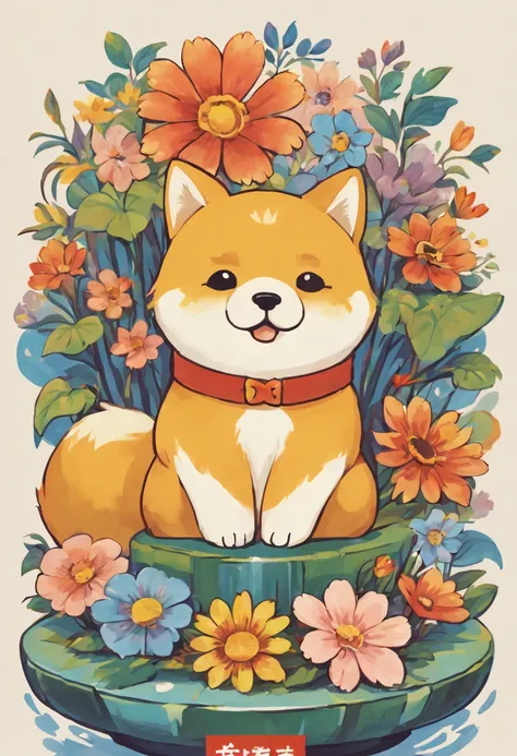 masterpiece, there are many different animals and words written in chinese, hand painted cartoon art style, art cover, kawaii cutest sticker ever, sticker illustration, by Shiba Kōkan, by Kōno Michisei, cute features, 中 元 节, by Gusukuma Seihō, stickers ill...