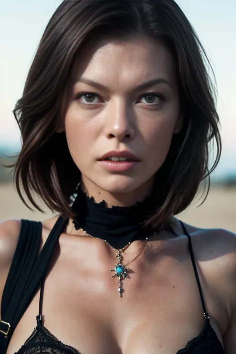 (milla jovovich), space warrior, masterpiece, martian wasteland, cowboy shot, dark fantasy, intricate and highly detailed, writt...