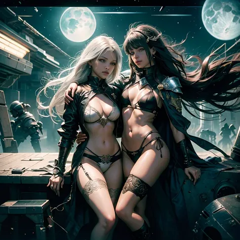 Galaxy Station-Port War Will-o-the-wisp Cena de guerra conceitual Pilotos de naves espaciais profundas "Metal pesado" Devastating cyberpunk backlight Mature female trekkies aesthetic "Luis Royo" stunning Admiral March in slow motion Richly decorated cospla...