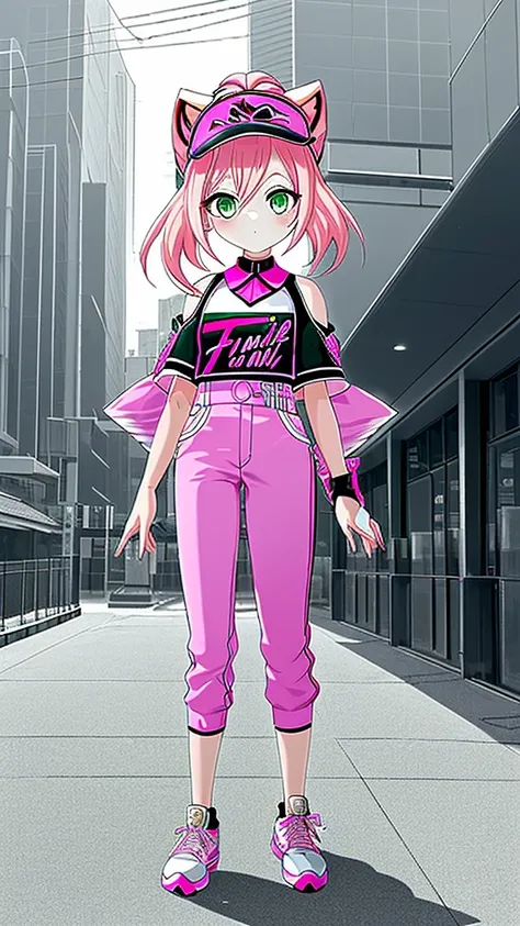 anime spyxfamily，anya forger，pink hair,green eyes,5 years old,hair that only reaches shoulders，full body picturestand straight，f...