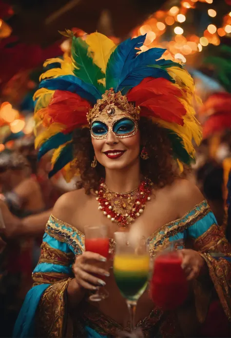 carnaval, with drinks in hands