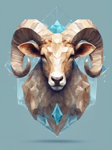 aries with diamonds, aries zodiac sign, crystal surrounding, Standing position, Abstract beauty, Centered, Looking at the camera, Facing the camera, nearing perfection, Dynamic, Highly detailed, smooth, Sharp focus, 8K, high definition resolution, illustra...