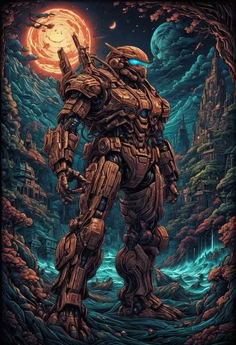 Original by dan mumford, best quality, masterpiece, Ultra intricate detail, 8k