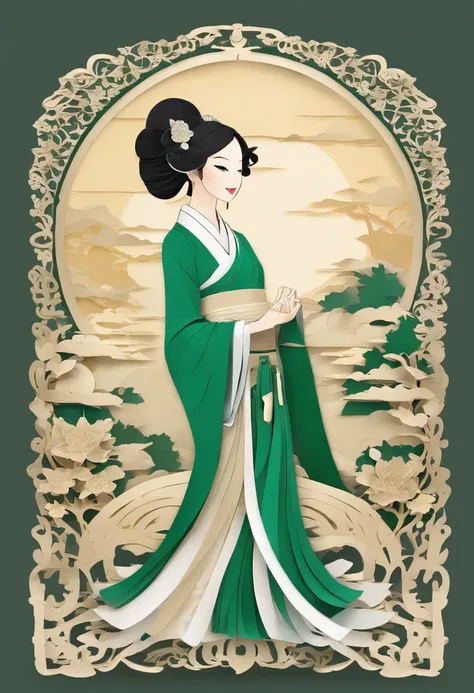 masterpiece, A Chiense woman in a hanfu, beautiful render of a fairytale, in the style of paper art, painting of beautiful, beautiful as the moon, very intricate masterpiece, painted metal, beautiful intricate masterpiece, multiple layers, Mysterious, Anci...