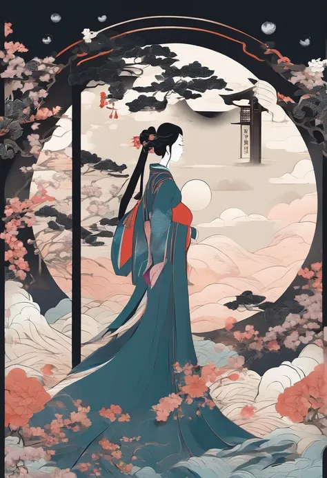 masterpiece, A Chiense woman in a hanfu, beautiful render of a fairytale, in the style of paper art, painting of beautiful, beautiful as the moon, very intricate masterpiece, painted metal, beautiful intricate masterpiece, multiple layers, Mysterious, Anci...