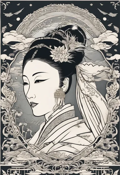 masterpiece, A Chiense woman in a hanfu, beautiful render of a fairytale, in the style of paper art, painting of beautiful, beautiful as the moon, very intricate masterpiece, painted metal, beautiful intricate masterpiece, multiple layers, Mysterious, Anci...