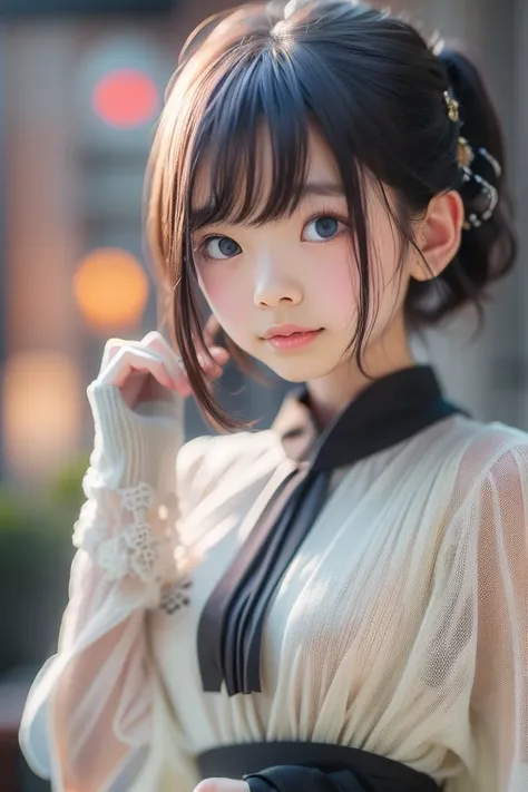 Best quality, focus on face, soft light, black hair, ((Japanese)), (blouse), (((front, face))), (depth of field), ultra high resolution, (realistic: 1.4) , RAW photo, upper body