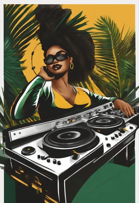 You are a professional logo designer Create a logo for my dj company in a cartoon . The name of the company is called Freedem Inc. The music we play is reggae, dancehall, soca, afrobeats , dance, hip hop, r&b, pop, top 40s, country, rock, funk. Make the ph...