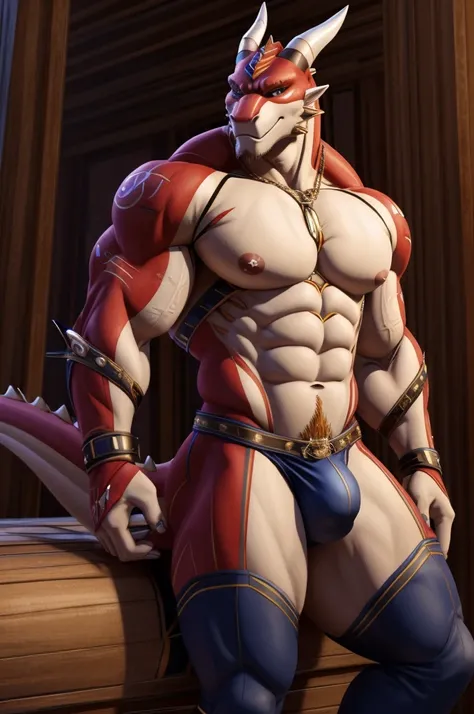 Muscular Dragon Naked Big Butt and Bulge