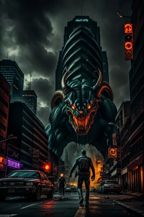 Inhumanoids TV show, Tendril portrayed as a menacing monster in the streets of New York, (best quality,4k,8k,highres,masterpiece:1.2), ultra-detailed, realistic:1.37, horror, dark atmosphere, ominous shadows, destroyed buildings, terrified crowds, glowing ...