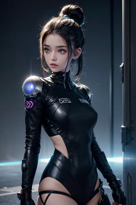 Beautiful teen and a cyber punk outfit. Tattoos. Some piercings. Ultra quality 128k. Spacebun hairstyle. Gorgeous 