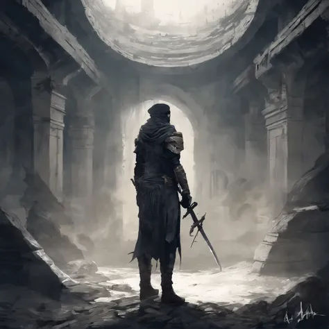 **a warrior in the underground, in the style of subtle impressionism, dark azure and beige, concept art, orientalist, high-keyed palette, sense of quiet contemplation, yombe art --ar 4:3 --v 6.0** - (fast)