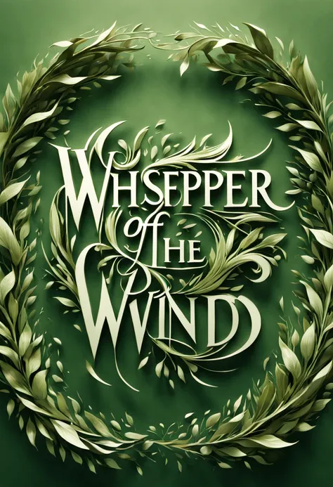 text logo, Whisper of the Wind: (masterpiece, high resolution, intricate:1.3), elegant font design, inspired by the movement of leaves in a gentle breeze, characters that flow into one another like branches swaying, (calligraphic strokes:1.2), thin to thic...