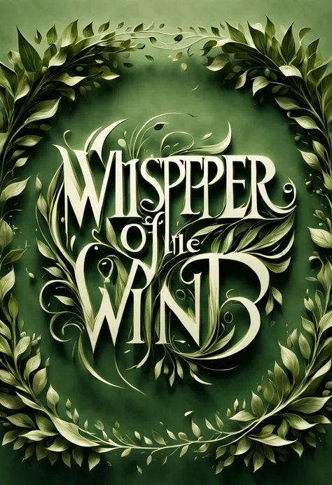 text logo, Whisper of the Wind: (masterpiece, high resolution, intricate:1.3), elegant font design, inspired by the movement of leaves in a gentle breeze, characters that flow into one another like branches swaying, (calligraphic strokes:1.2), thin to thic...