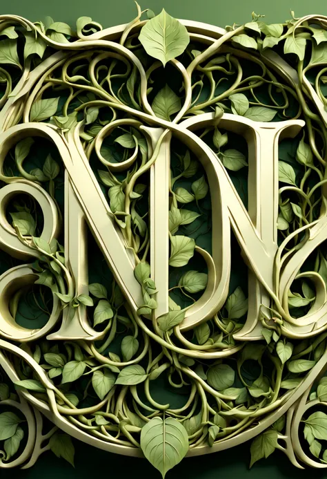 text logo, (A complex and elegant font design inspired by nature, with intertwining vines and leaves forming the letters), Digital Illustration, Art Nouveau style, Inspired by Alphonse Mucha, (Camera: 35mm, Shot: Front View, Render: Highly Detailed, 4K Res...