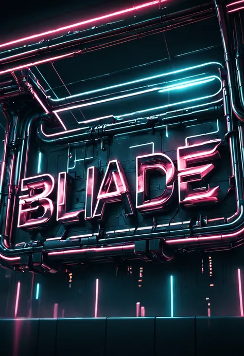 text logo, (A futuristic and sleek font design featuring neon tubing and metallic finishes), Digital Illustration, Cyberpunk style, Inspired by the concept art from Blade Runner and Deus Ex, (Camera: EE 70mm, Shot: Low Angle, Render: HDR, UHD Resolution)