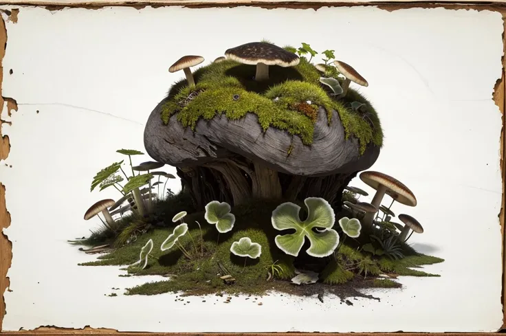 (Best quality, 4K, 8K, highres: 1.2), ultra-detailed, (realistic, photorealistic, photo-realistic: 1.37), illustration,
Crude, hand-drawn, goblin-inspired font, mushroom-themed graphics, mossy textures, woodblock printing effect,
Detailed parchment paper b...