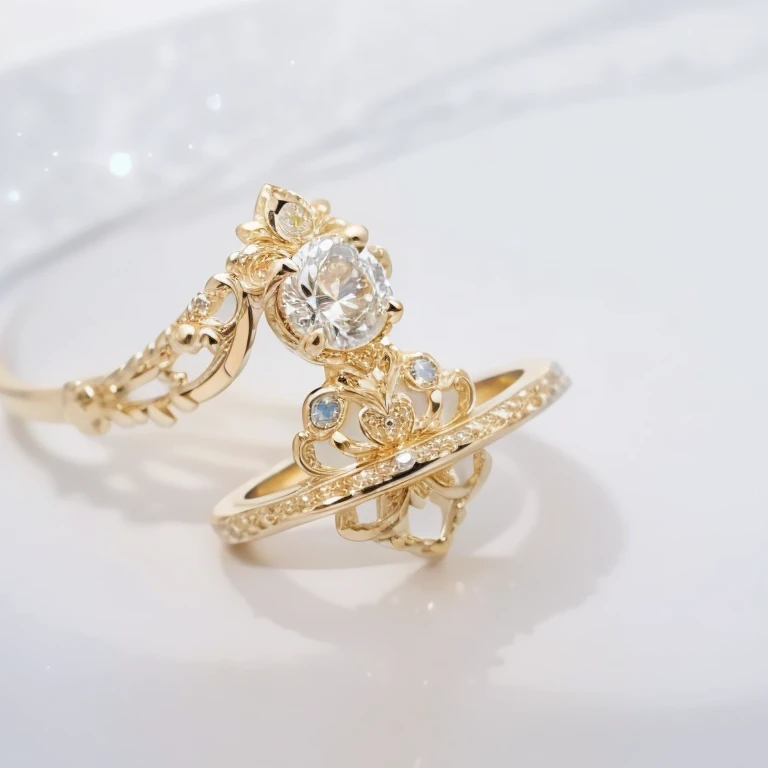 masterpiece，highest quality，(Nothing but the ring)，Beautiful rings, super detailed，(No Man),Animal Ring Setting，starry sky，Enveloping you from beginning to end，delicate gold ring，リング上のstarry sky,luster，inverted image，shining jewel，Elegant and noble,simple ...