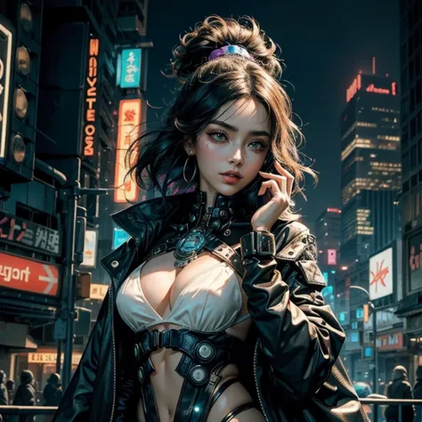 s flawless, porcelain-like skin. The intricate details of her cyberpunk-inspired outfit are truly a work of art, with bold colors and patterns that catch the eye and demand attention. From the eye-catching accessories adorning her fingers and wrists to the...