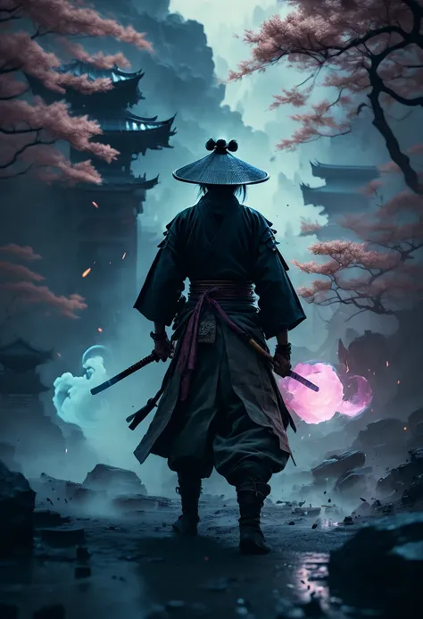 ancient dreamscape, arcane samurai, fantasy art, surreal, ethereal, mystical haze, magical timestream, powerful magic, overwhelming power, cataclysmic spell, mysterious, cinematic film still, (best quality, masterpiece, Representative work, official art, P...