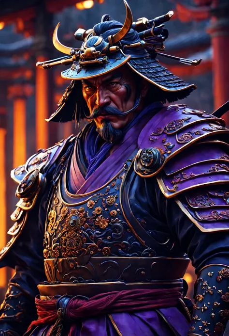 Badass Samurai intricate details, HDR, beautifully shot, hyperrealistic, sharp focus,  megapixels, perfect composition, high contrast, cinematic, atmospheric, moody 8k resolution concept art by Greg Rutkowski dynamic lighting hyperdetailed intricately deta...