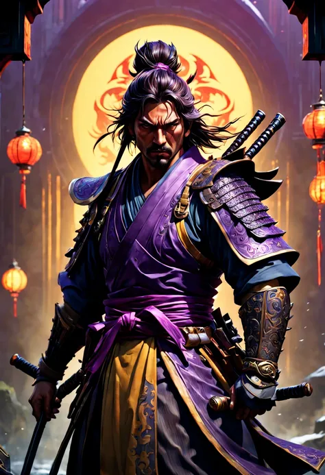 Badass Samurai intricate details, HDR, beautifully shot, hyperrealistic, sharp focus,  megapixels, perfect composition, high contrast, cinematic, atmospheric, moody 8k resolution concept art by Greg Rutkowski dynamic lighting hyperdetailed intricately deta...