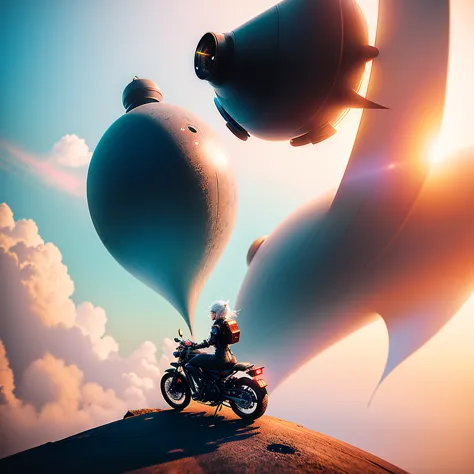 flying jet cycle with a woman sitting on the top like on a motorcycle, octane render sci - fi, ross tran 8 k, jessica rossier fa...