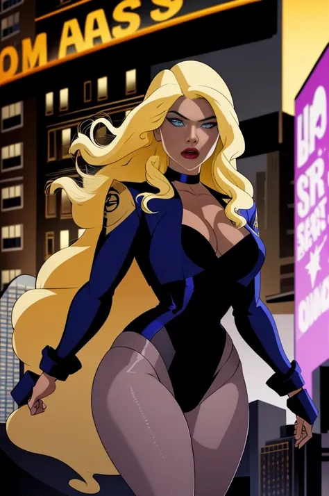 best quality,ultra-detailed,portraits,photorealistic,black canary,superhero,beautiful detailed eyes,beautiful detailed lips,long blonde hair,fit and athletic body,confident expression,strong and powerful pose,fighting in mid-air,city skyline in the backgro...