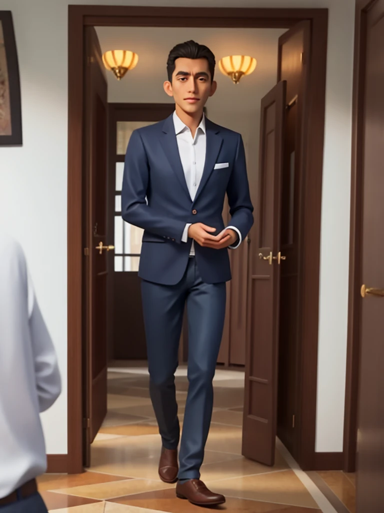 a half body portrait, handsome man, facing viewer, full business suite, portrait