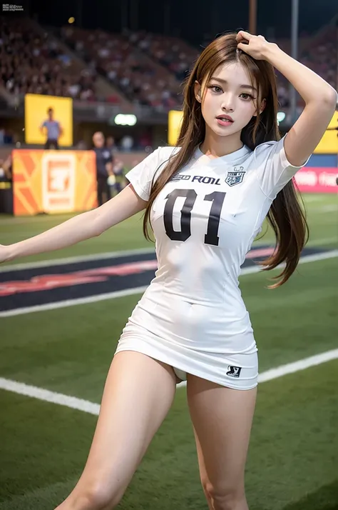 Title: "Jennies Stunning Football Moment: A Masterpiece in HD"

Description:
In this breathtaking masterpiece, Jennie, the charismatic Kpop idol, is captured in a truly superlative moment as she takes the football field, radiating energy and determination....