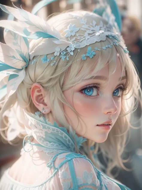 Blonde woman with blue eyes and veil on head、soft portrait shot 8k、realistic beautiful face、8K portrait rendering、realistic beautiful face、beautiful realistic face、Photorealistic anime girl rendering、surreal beautiful face、8K realistic digital art、realisti...