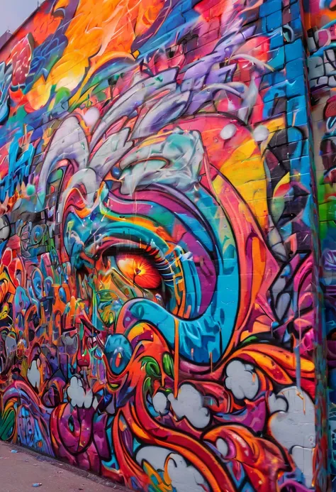 Graffiti Comic, rainbow colored dreams, bright color, UrbanGraffiti, award winning, best quality, masterpiece, Representative work, official art, Professional, Ultra intricate detailed, 8k