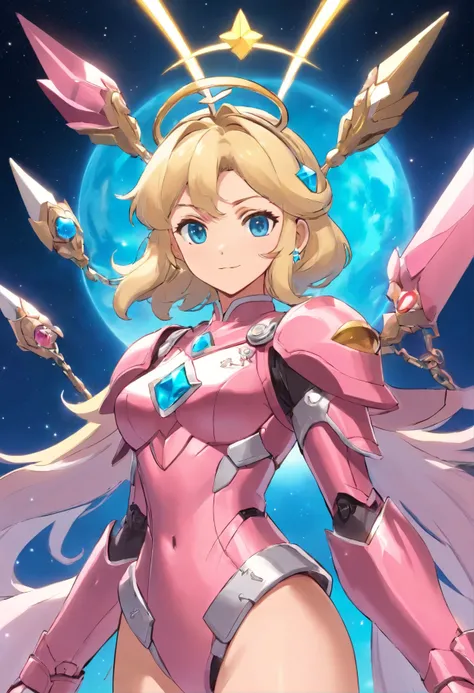 Rosalina, Rosalina wearing the andromeda armor from CDZ, pink armor, Rosalina wearing Shuns armor, Pink Andromeda armor from CDZ, two chains line on the hands