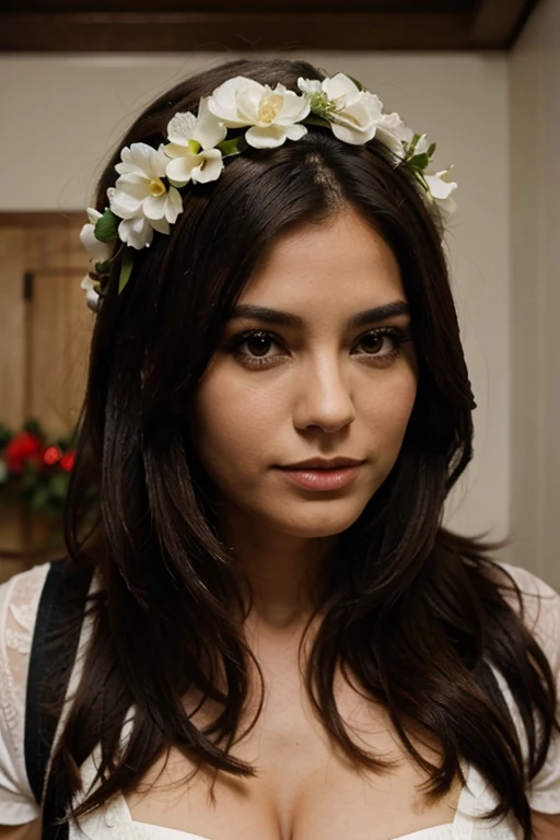 pretty girl with a wreath on her head