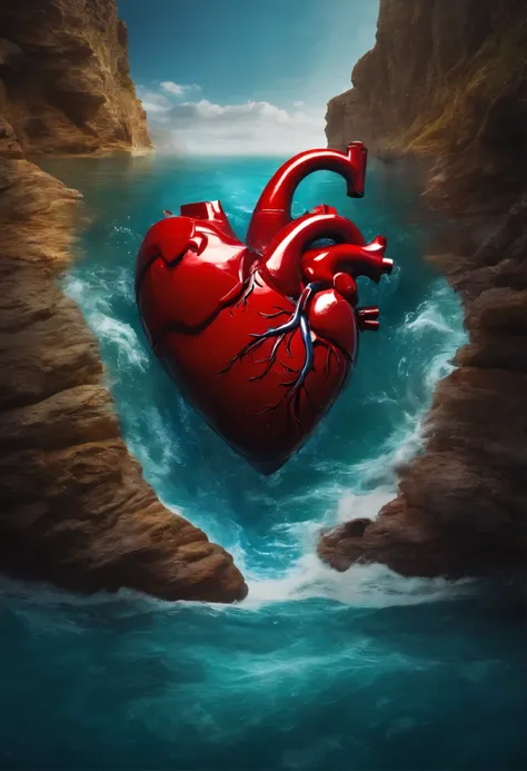 A human heart that gets sunken down by a whirlpool of the ocean