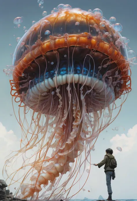 Jellyfish by Katsuhiro Otomo and Makoto Shinkai and irving penn, best quality, masterpiece, Representative work, official art, Professional, Ultra intricate detailed, 8k