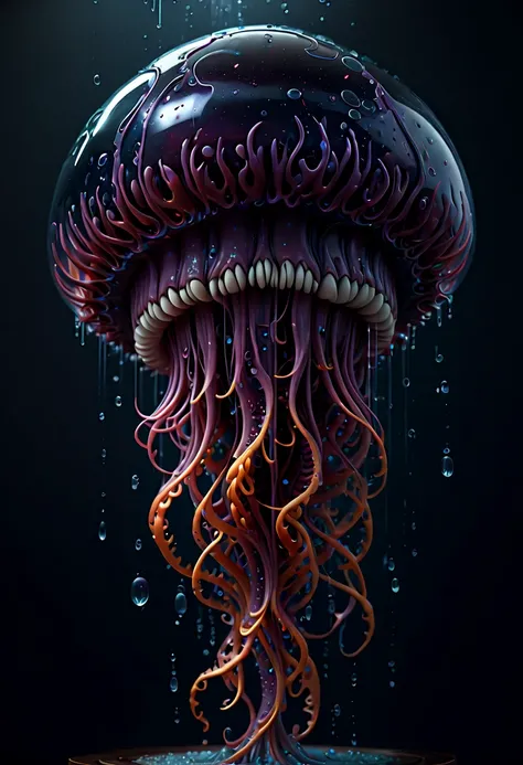 Jellyfish, dark fantasy, (realistic, photorealistic, RAWphoto:1.2), octane render, (best quality, masterpiece, Representative work, official art, Professional, Ultra intricate detailed, 8k:1.3)