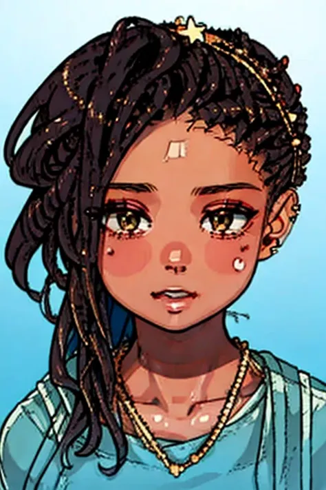 make a beauty girl with ,dark skin,earring,melhor qualidade,fundo simples