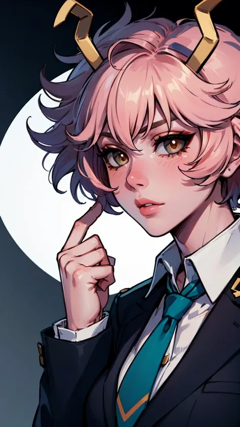 (best quality:1.3), (4k quality), 1 mature woman, Mina Ashido by boku no hero, school uniform, ((Detailed face)), (blush), whole body