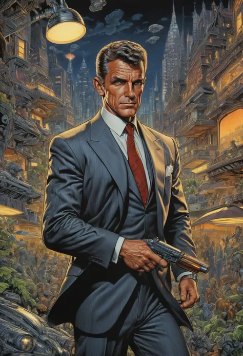 Secret Agent by Arthur Adams, best quality, masterpiece, Ultra intricate detail, 8k